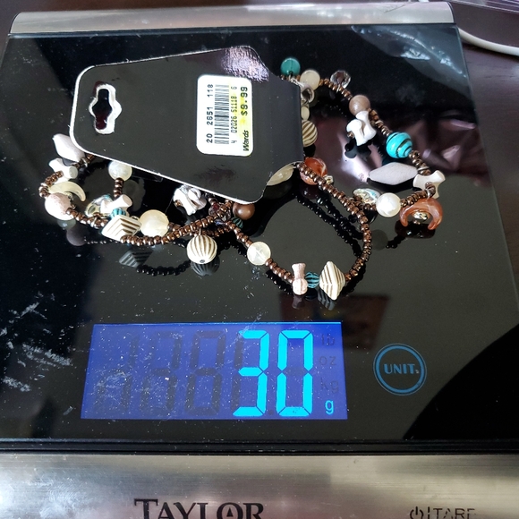 Vintage Collections Ward Beaded Necklace Brown Beige Blue Shell Look - Picture 7 of 10